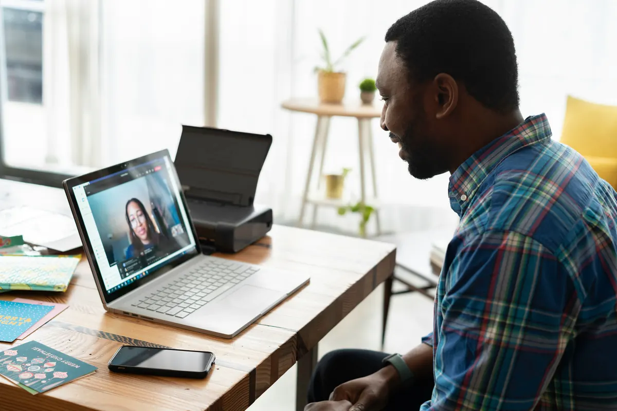 A man at home on a video call